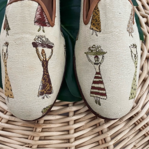 Stubbs & Wootton Palm Beach Linen and leather ladies with baskets loafers 8-1/2 - Picture 8 of 15